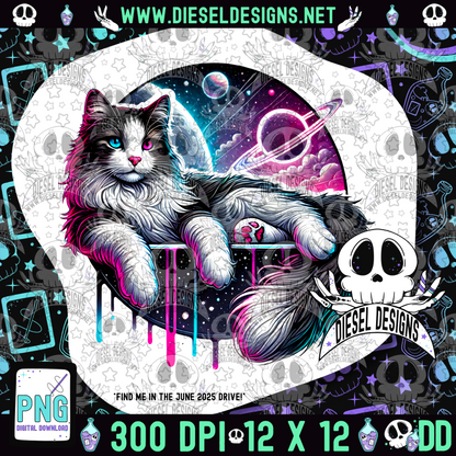 Galaxy Compfy Cat V2 PNG  | 300 DPI | Transparent PNG | Digital File Only