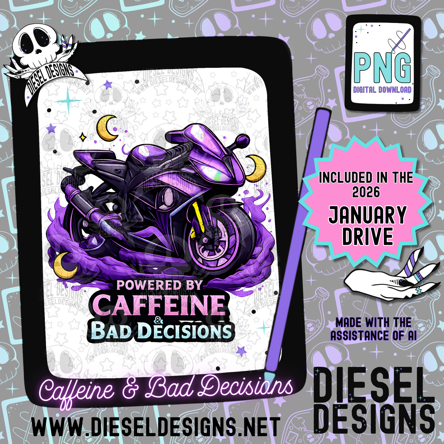 Caffeine And Bad Decisions PNG  | 300 DPI | Transparent PNG | Digital File Only