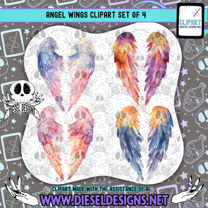 Angel Wings Clipart & Elements Set of 4 | 300 DPI | Transparent PNG | Clipart & Elements |