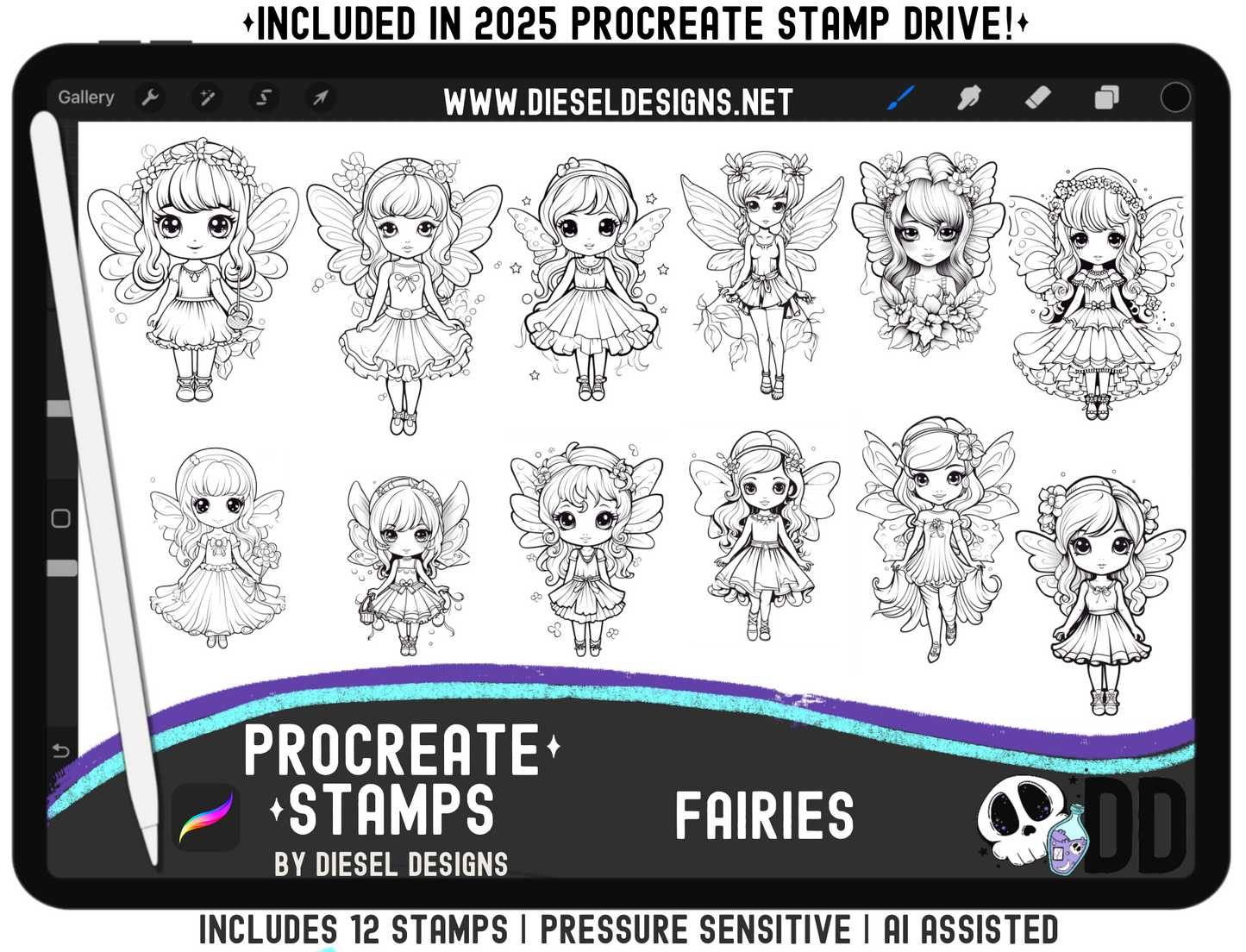 Fairies Procreate Stamp Set | PROCREATE BRUSHES/STAMPS | Digital File Only