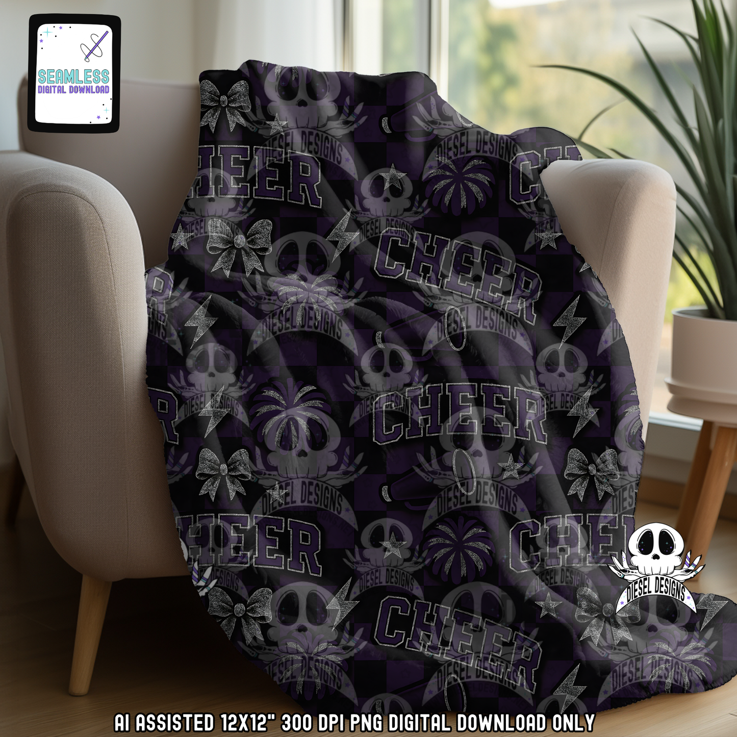 Cheer V2 Seamless | Seamless File | 300 DPI | 12" x 12" | Digital File only