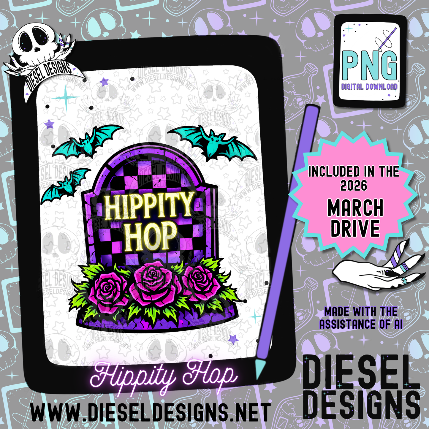 Hippity Hop PNG  | 300 DPI | Transparent PNG | Digital File Only