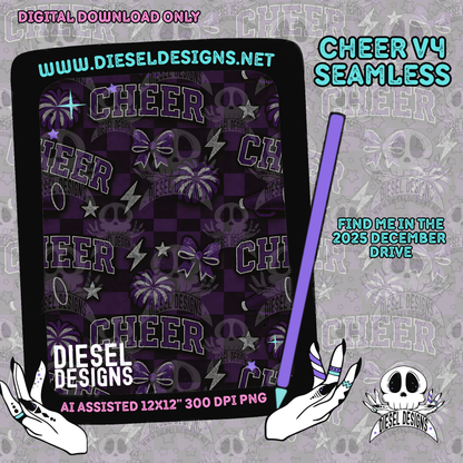 Cheer V4 Seamless | Seamless File | 300 DPI | 12" x 12" | Digital File only