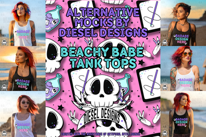 Beachy Babes Tank Top Mock Ups Set of 6 AI Assisted Mock UP | PNG |