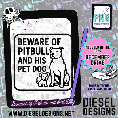 Beware of Pitbull and Pet Dog PNG  | 300 DPI | Transparent PNG | Digital File Only