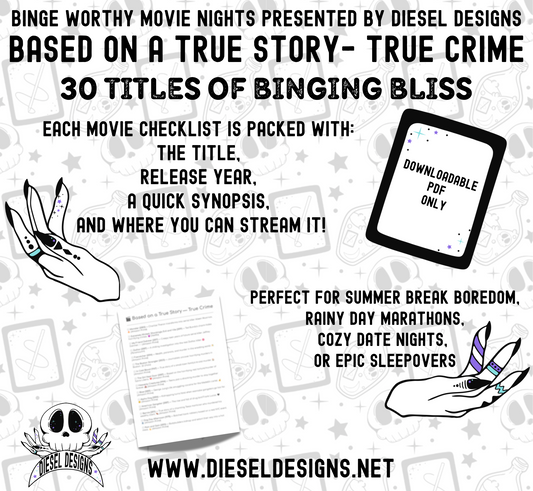 Based On A True Story - True Crime Binge Worthy Checklist | Digital Download Only | PDF File