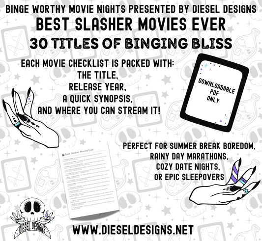 Best Slasher Movies Ever Binge Worthy Checklist | Digital Download Only | PDF File