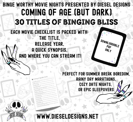 Coming Of Age But Dark Movies Binge Worthy Checklist | Digital Download Only | PDF File