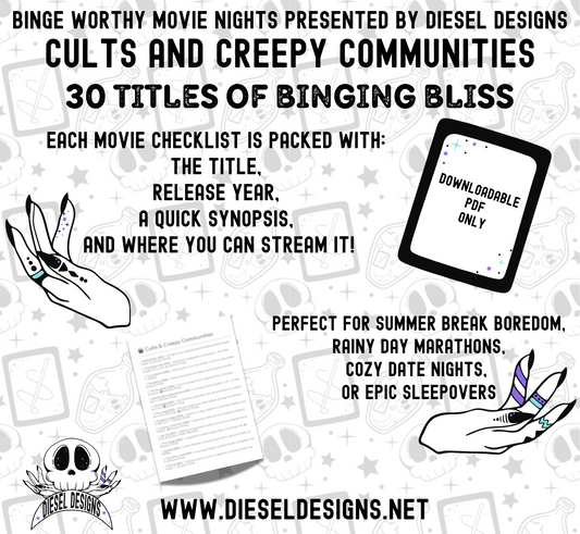 Cults and Creepy Communities Binge Worthy Checklist | Digital Download Only | PDF File
