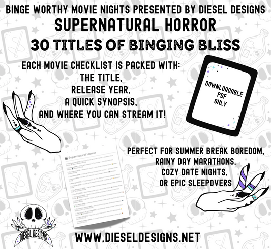 Supernatural Horror Binge Worthy Checklist | Digital Download Only | PDF File