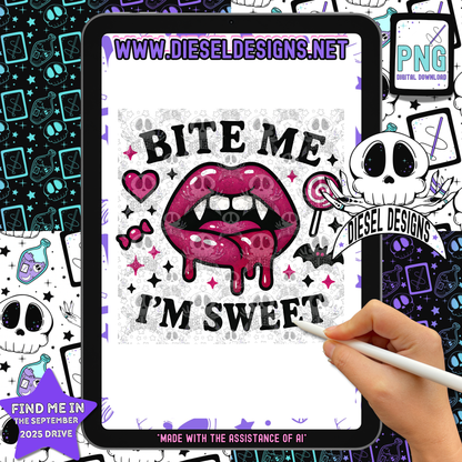 Bite Me I'm Sweet PNG  | 300 DPI | Transparent PNG | Digital File Only