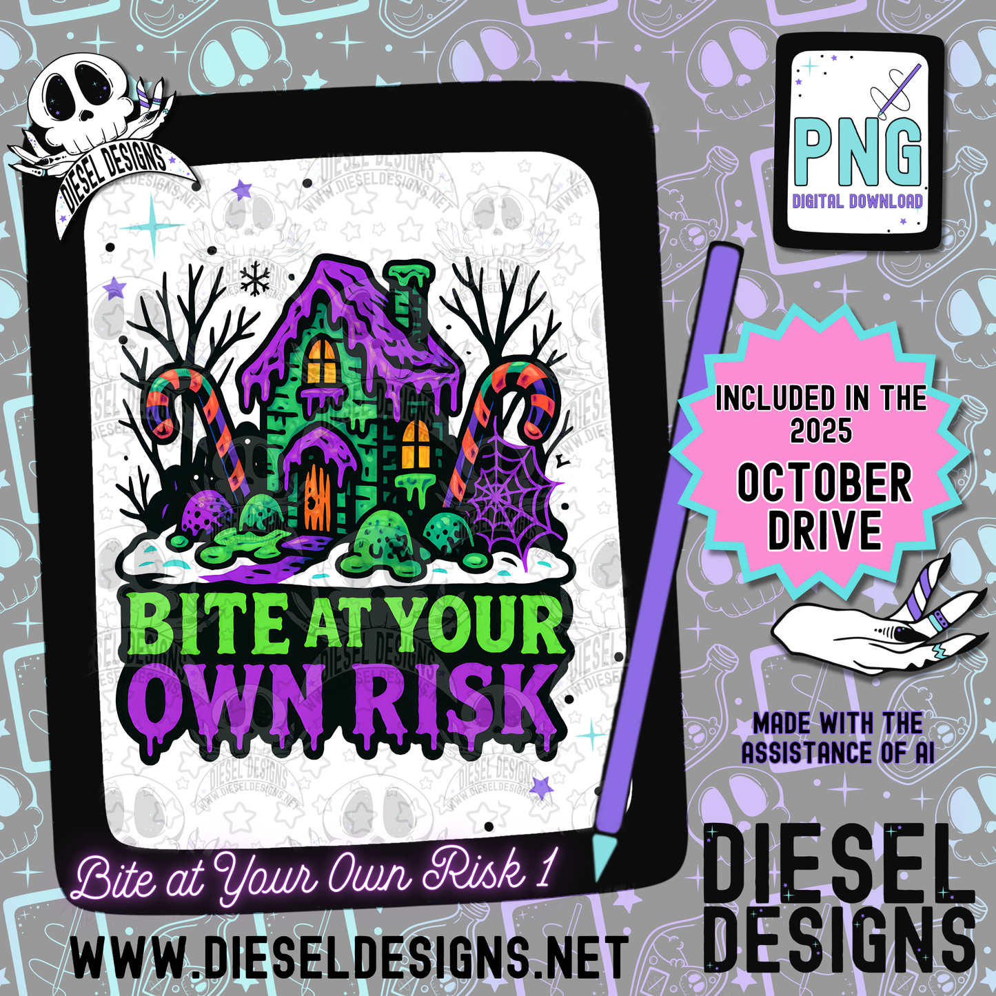 Bite At Your Own Risk V1 PNG  | 300 DPI | Transparent PNG | Digital File Only