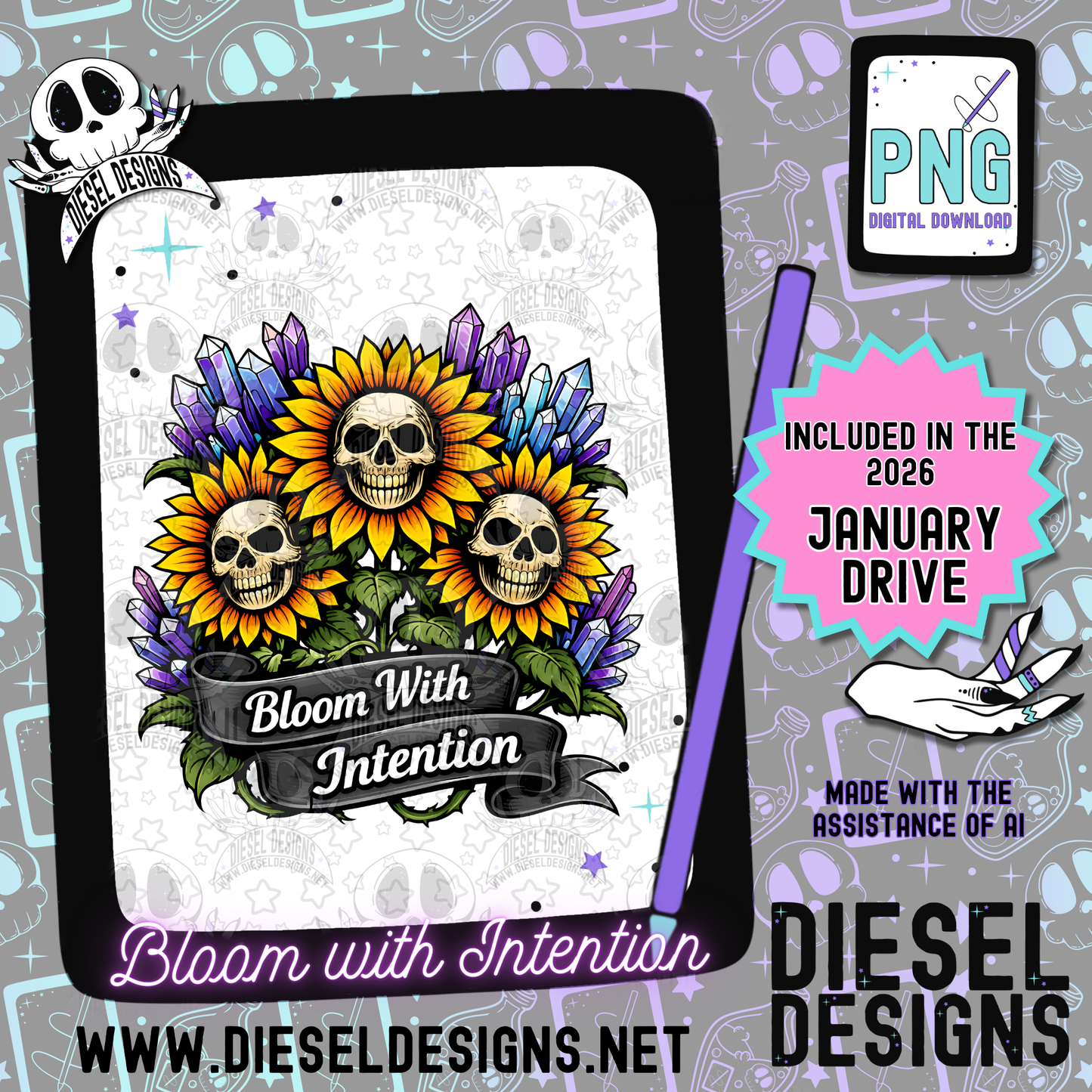 Bloom With Intention PNG  | 300 DPI | Transparent PNG | Digital File Only