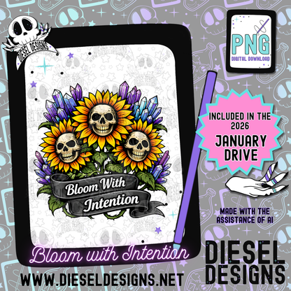 Bloom With Intention PNG  | 300 DPI | Transparent PNG | Digital File Only