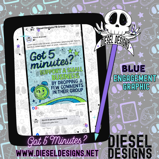 Got 5 Minutes? Blue  | Digital Engagement Graphic for Small Business Owners & Facebook Groups