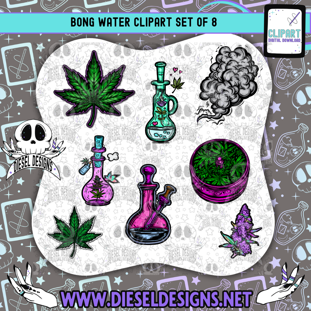 Bong Water Clipart & Elements Set | 300 DPI | Transparent PNG | Clipart & Elements |