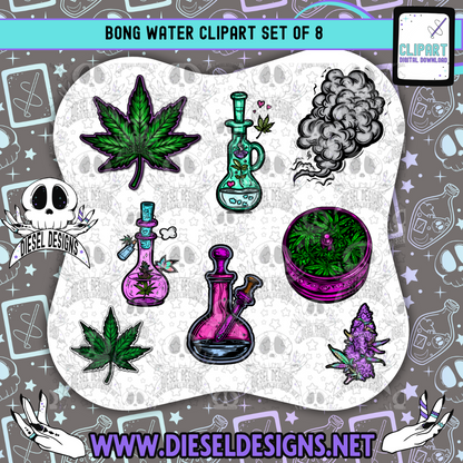 Bong Water Clipart & Elements Set | 300 DPI | Transparent PNG | Clipart & Elements |