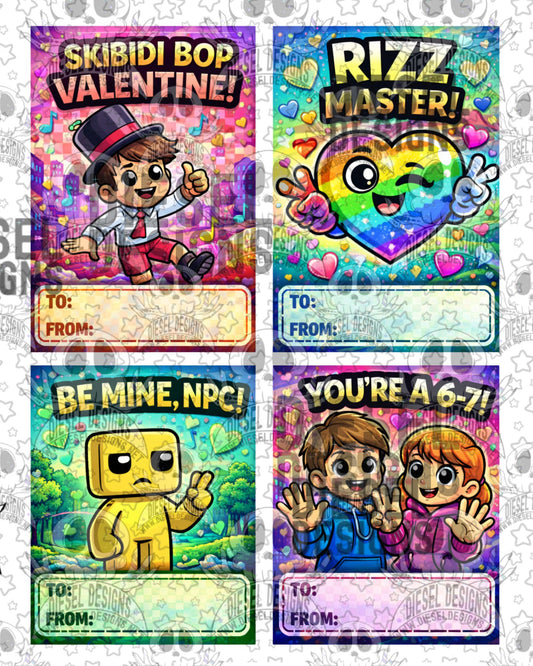 Brain Rot Printable Valentine’s Day Cards for Kids – Reusable Classroom Valentines, Instant Download DIY Party Exchange Cards