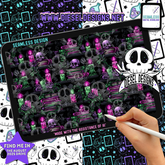 Glowing Books Seamless | Seamless File | 300 DPI | 12" x 12" | Digital File only