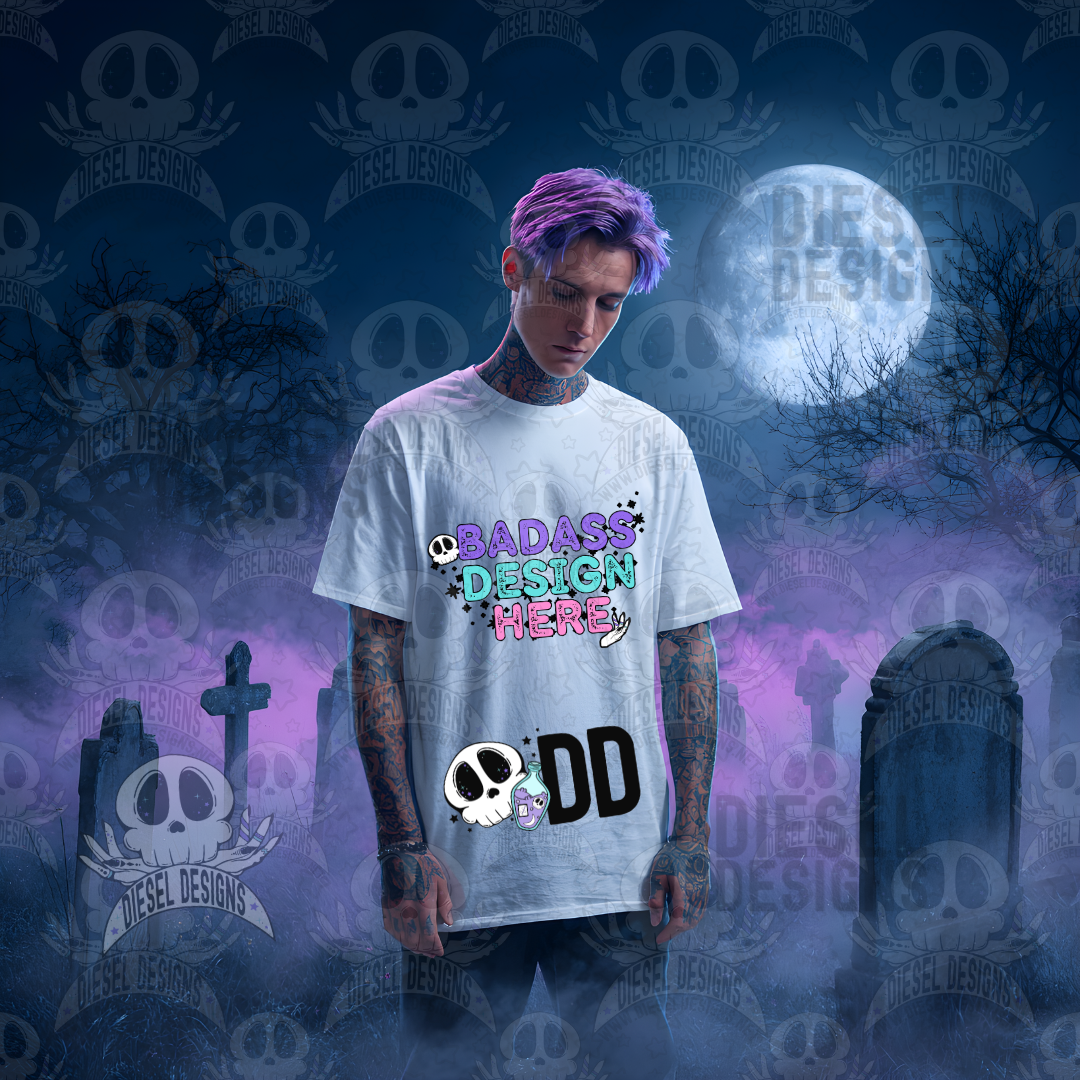 White T-Shirts In The Graveyard Mock Up Bundle | AI Assisted Mock UP | PNG | Bundle