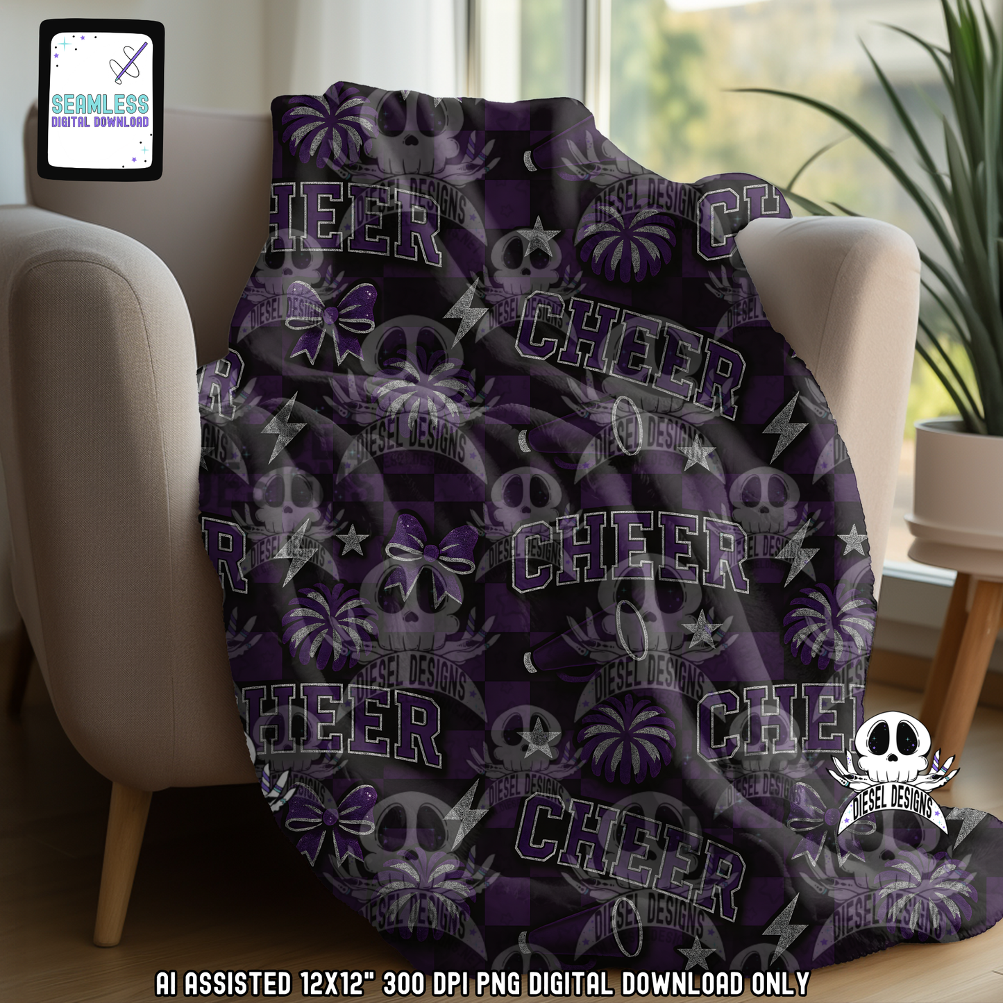 Cheer V4 Seamless | Seamless File | 300 DPI | 12" x 12" | Digital File only