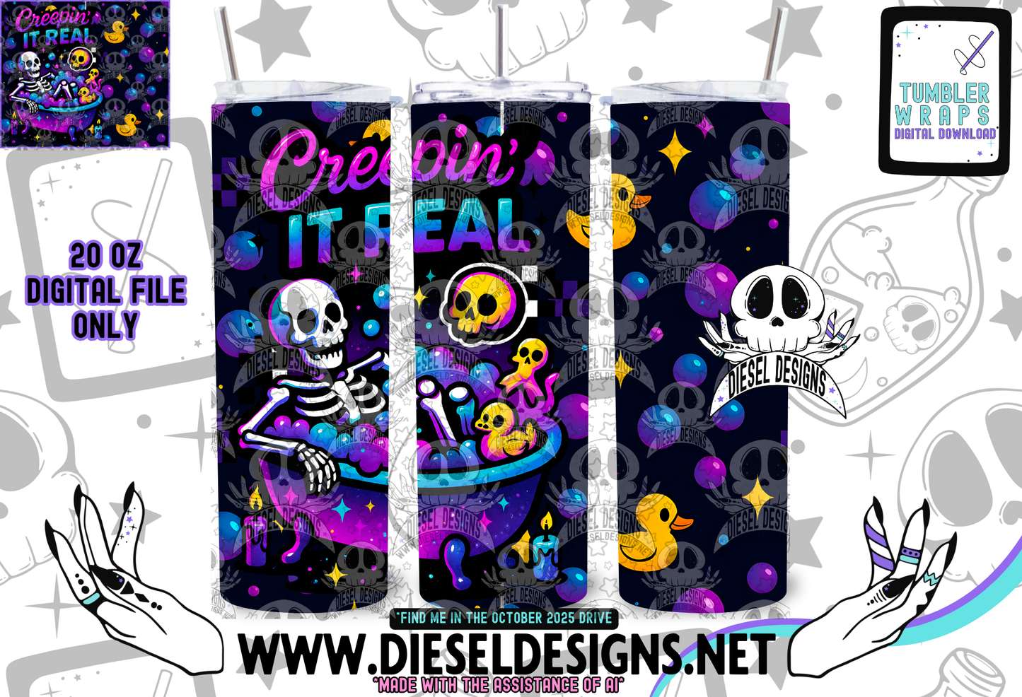 Creeping It Real Tumbler | 20oz. Tumbler Wrap | 300 DPI | Digital File Only