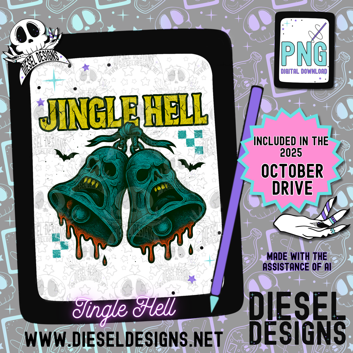 Jingle Hell PNG  | 300 DPI | Transparent PNG | Digital File Only