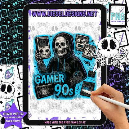 90s Gamer PNG  | 300 DPI | Transparent PNG | Digital File Only