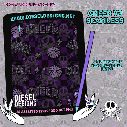 Cheer V3 Seamless | Seamless File | 300 DPI | 12" x 12" | Digital File only