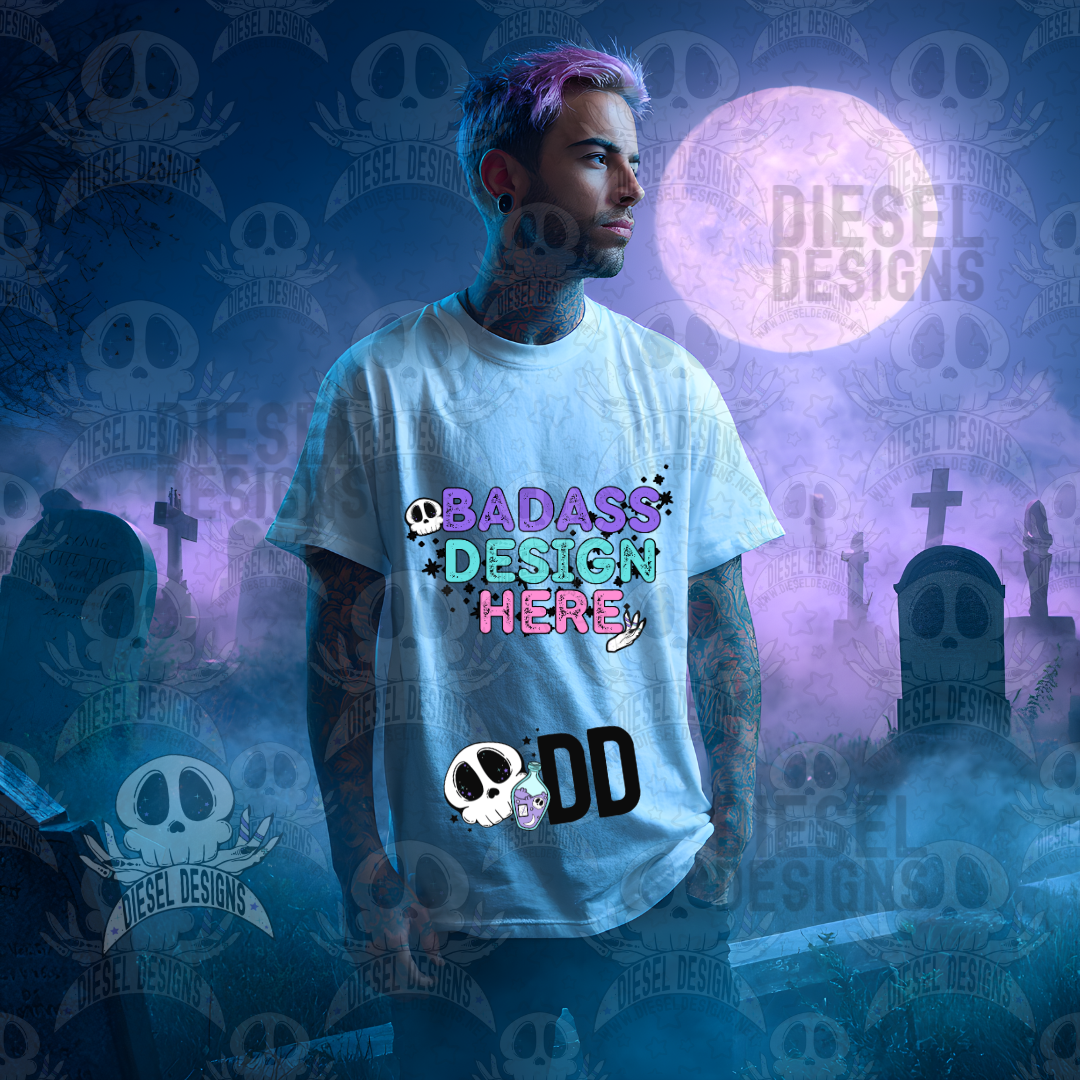 White T-Shirts In The Graveyard Mock Up Bundle | AI Assisted Mock UP | PNG | Bundle