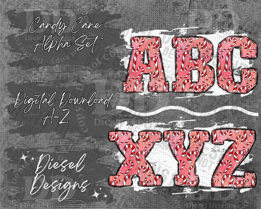 Candy Canes | 300 DPI | Transparent PNG | Alpha Set | A-Z Included |