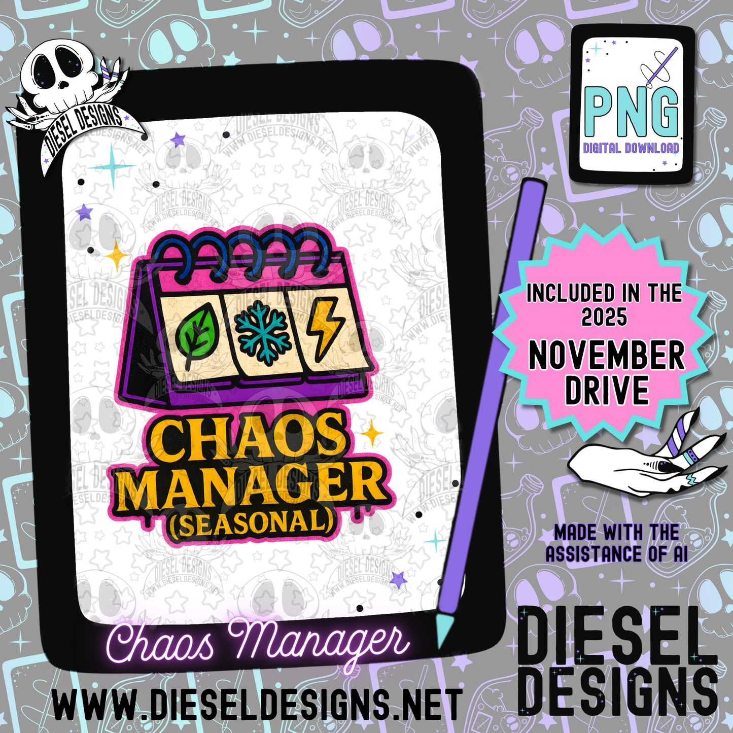 November 2025 Monthly Google Drives | 300 DPI | Transparent PNG | Seamless | Tumbler Wraps | Clipart