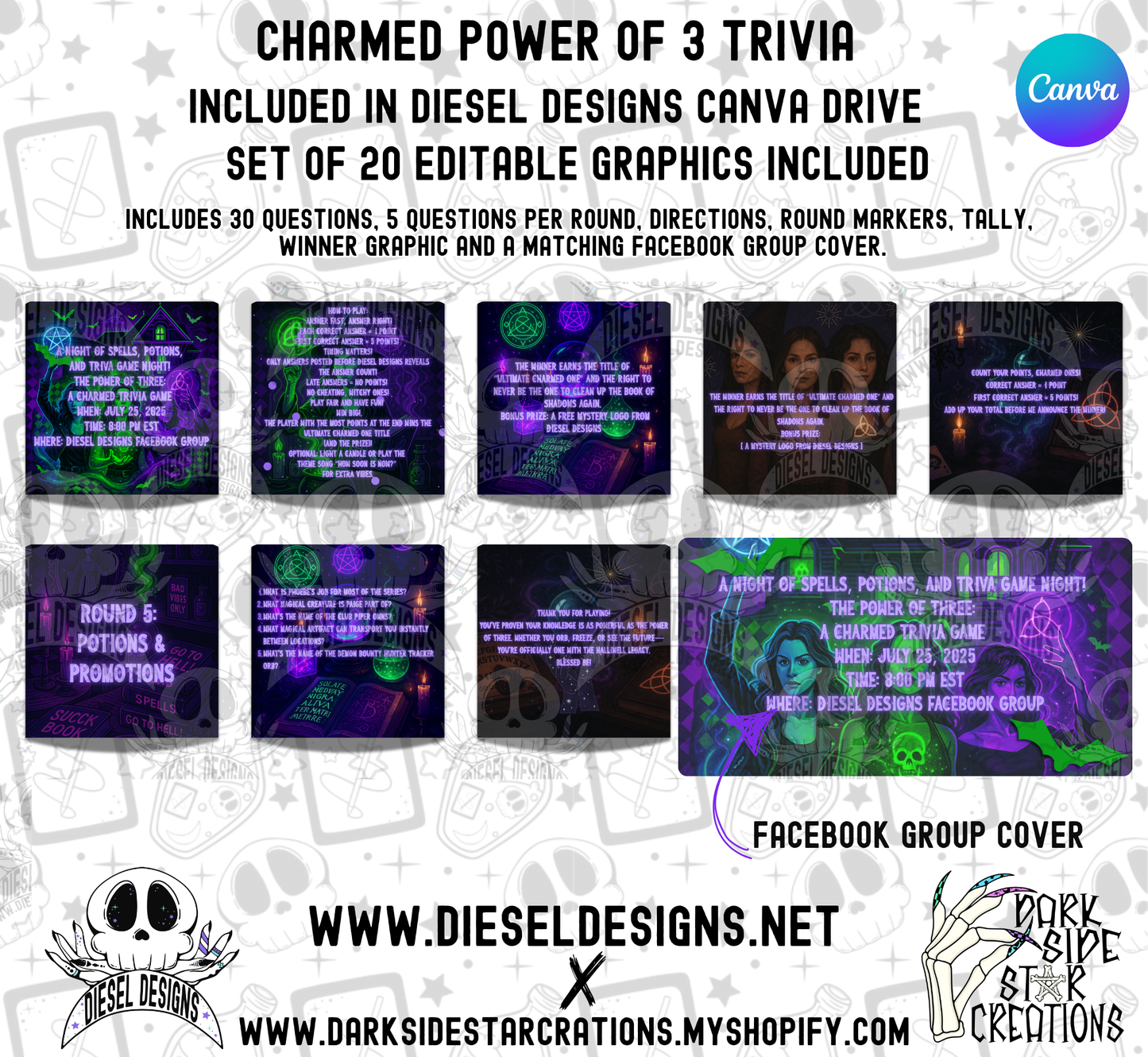 Charmed: The Power Of 3 Trivia Game | Canva Template | Fully Editable | Facebook | Engagement