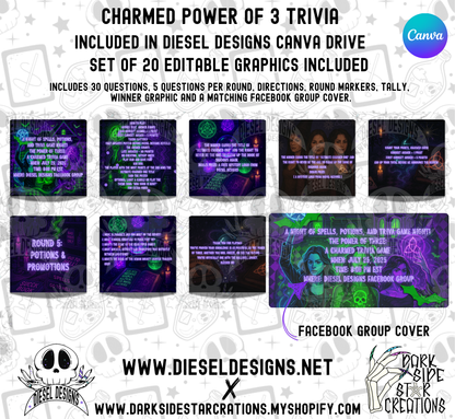 Charmed: The Power Of 3 Trivia Game | Canva Template | Fully Editable | Facebook | Engagement