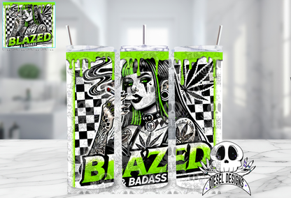 Blazed Bad Ass Tumbler Wrap White | 20oz. Tumbler Wrap | 300 DPI | Digital File Only