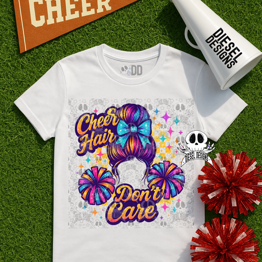 Cheer Hair Don't Care V2 PNG  | 300 DPI | Transparent PNG | Digital File Only