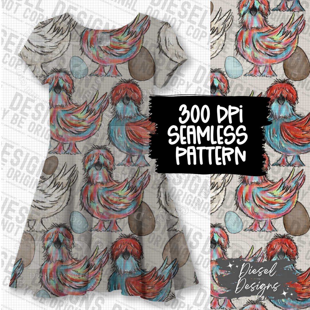 Chicken Seamless | Seamless File | 300 DPI | 12" x 12" | Digital File only