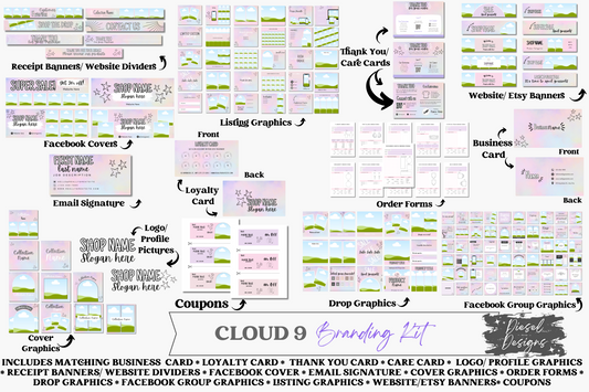 Cloud 9 Branding Kit | Website Kit | Business Card | Logo | Facebook Cover | Editable in Canva