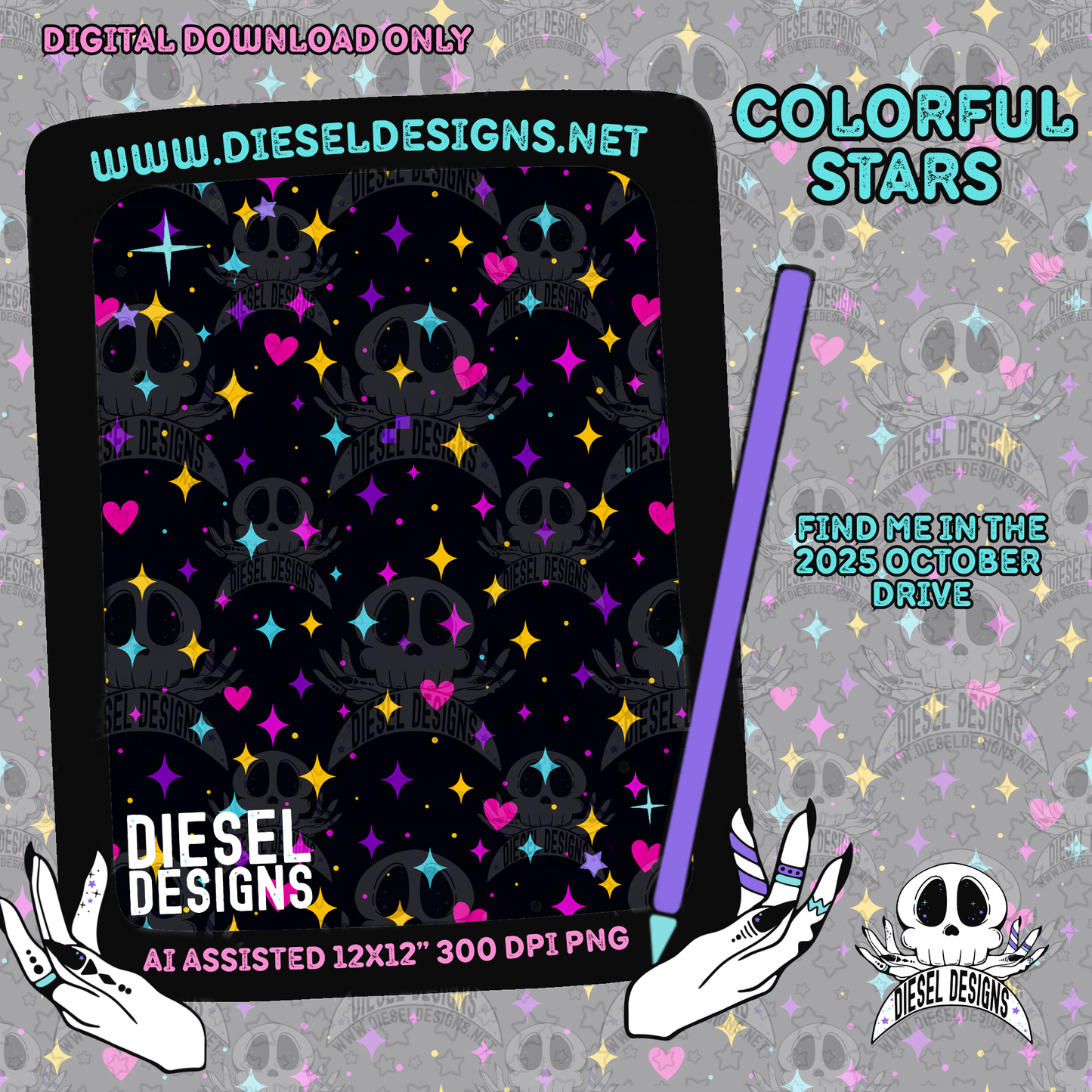 Colorful Stars Seamless | Seamless File | 300 DPI | 12" x 12" | Digital File only