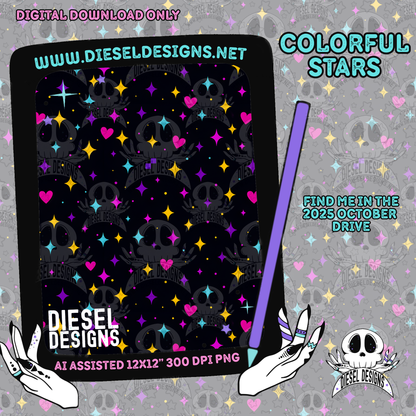 Colorful Stars Seamless | Seamless File | 300 DPI | 12" x 12" | Digital File only