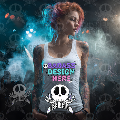 White Tank Tops At The Concert Venue Set of 4 Mock Ups | AI Assisted Mock UP | PNG |