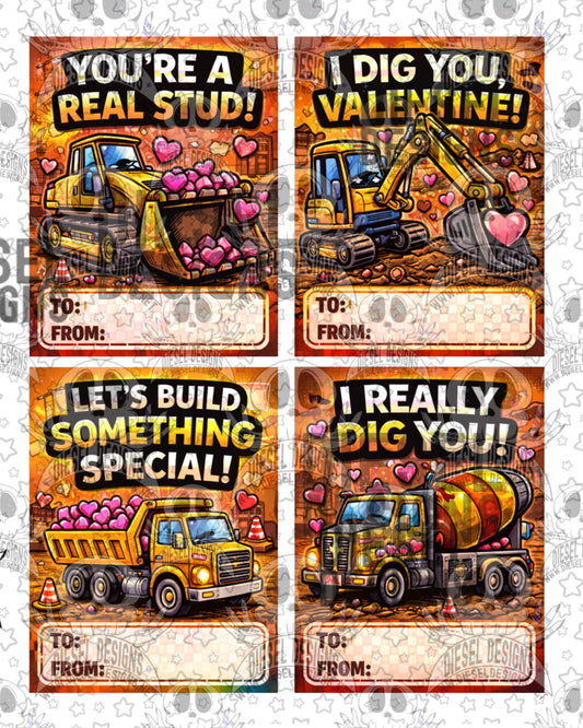 Construction 2 Printable Valentine’s Day Cards for Kids – Reusable Classroom Valentines, Instant Download DIY Party Exchange Cards