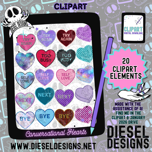 Conversational Hearts Clipart & Elements Set | 300 DPI | Transparent PNG | Clipart & Elements |