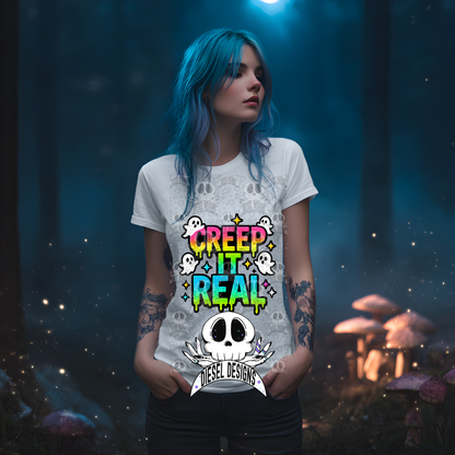 Creep It Real (Rainbow Variant) — Drippy Ghost Halloween PNG for Shirts, Stickers & Tumblers (300 DPI Digital Download) 👻🌈