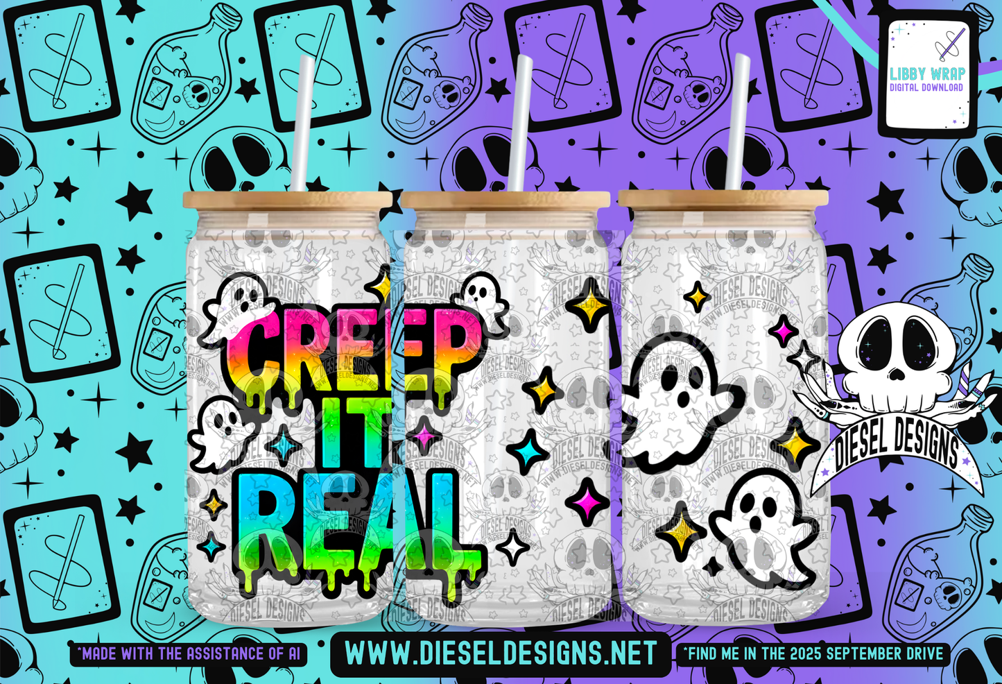 Creep It Real LIBBY WRAP | 300 DPI PNG | 16 oz Libby Wrap | Digital File Only