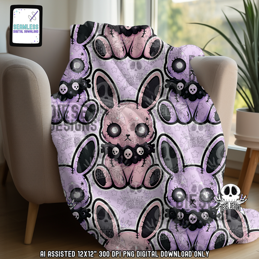 Creepy Bunnies V1 Seamless | Seamless File | 300 DPI | 12" x 12" | Digital File only