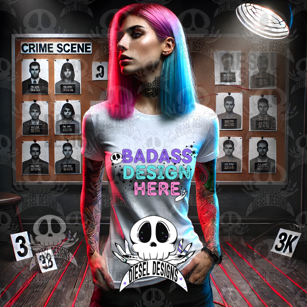 White Tshirt Crime Board Set of 3 Mock Ups | AI Assisted Mock UP | PNG |