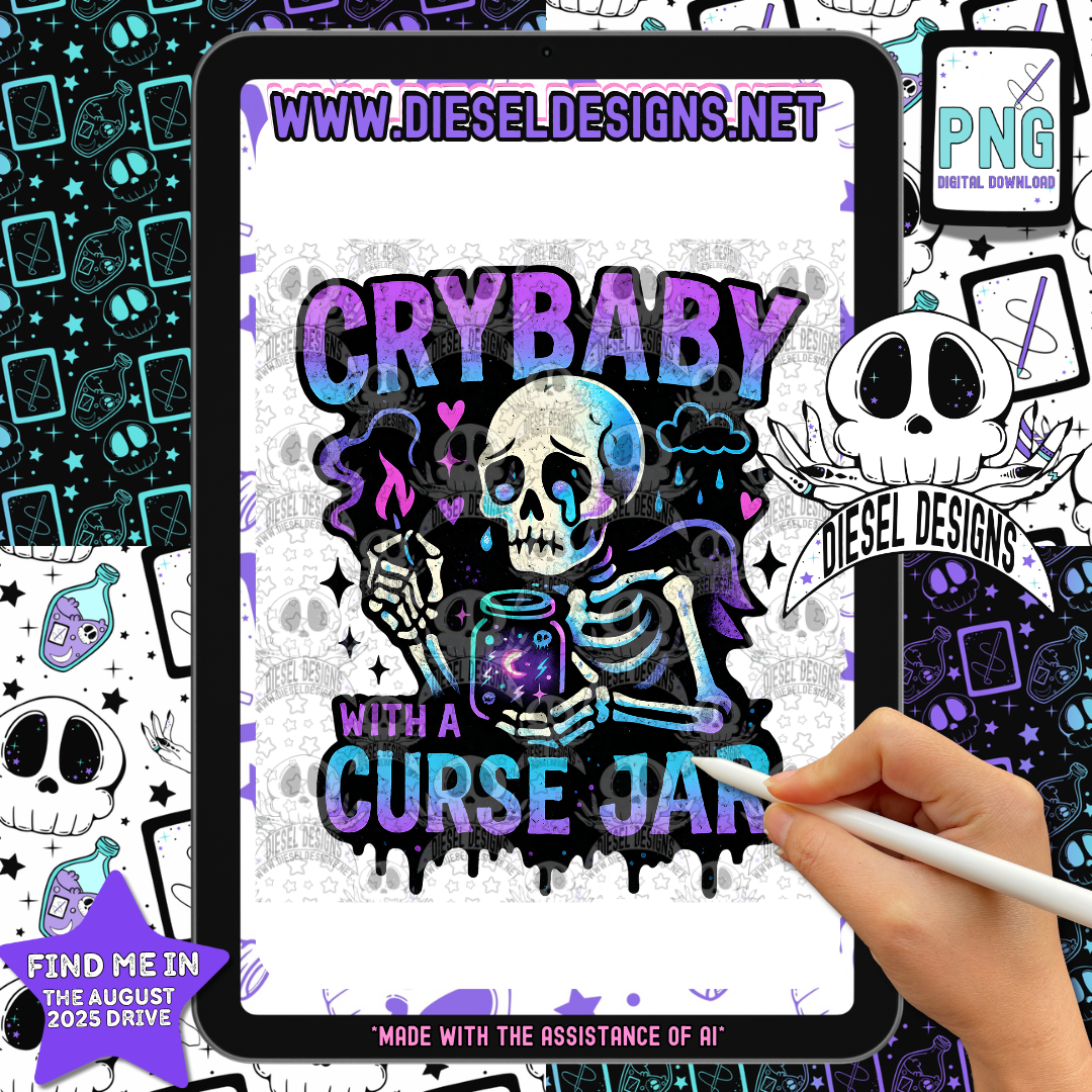 Crybaby with a Curse Jar — Pastel Goth Halloween PNG for Shirts, Stickers & Tumblers (300 DPI Digital Download) 🖤🔮