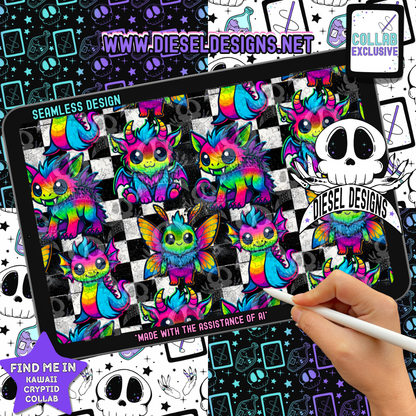 Kawaii Cryptids Collab With Emerald Ink|  Files | PNG | Collab | Seamless