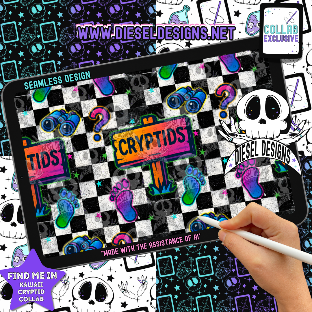 Kawaii Cryptids Collab With Emerald Ink|  Files | PNG | Collab | Seamless